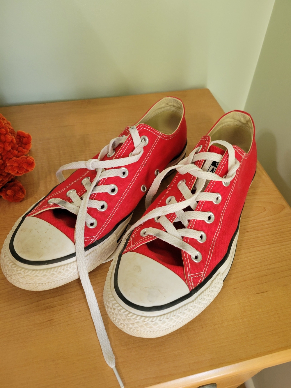 Converse Red Low-Top  Sneakers with White Laces